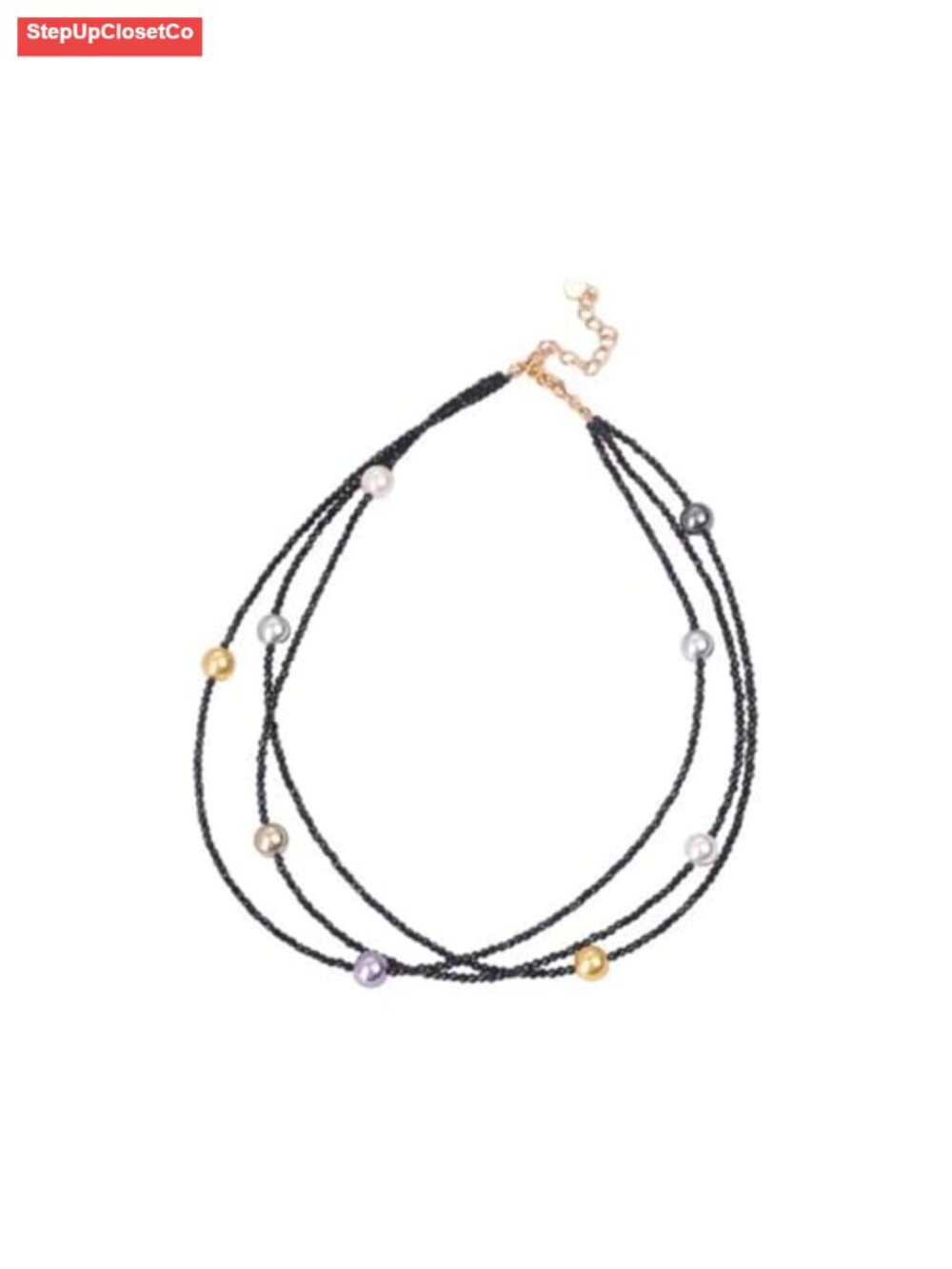 Layered Pearl Beaded Choker Necklace for Women Gold Plated Closure
